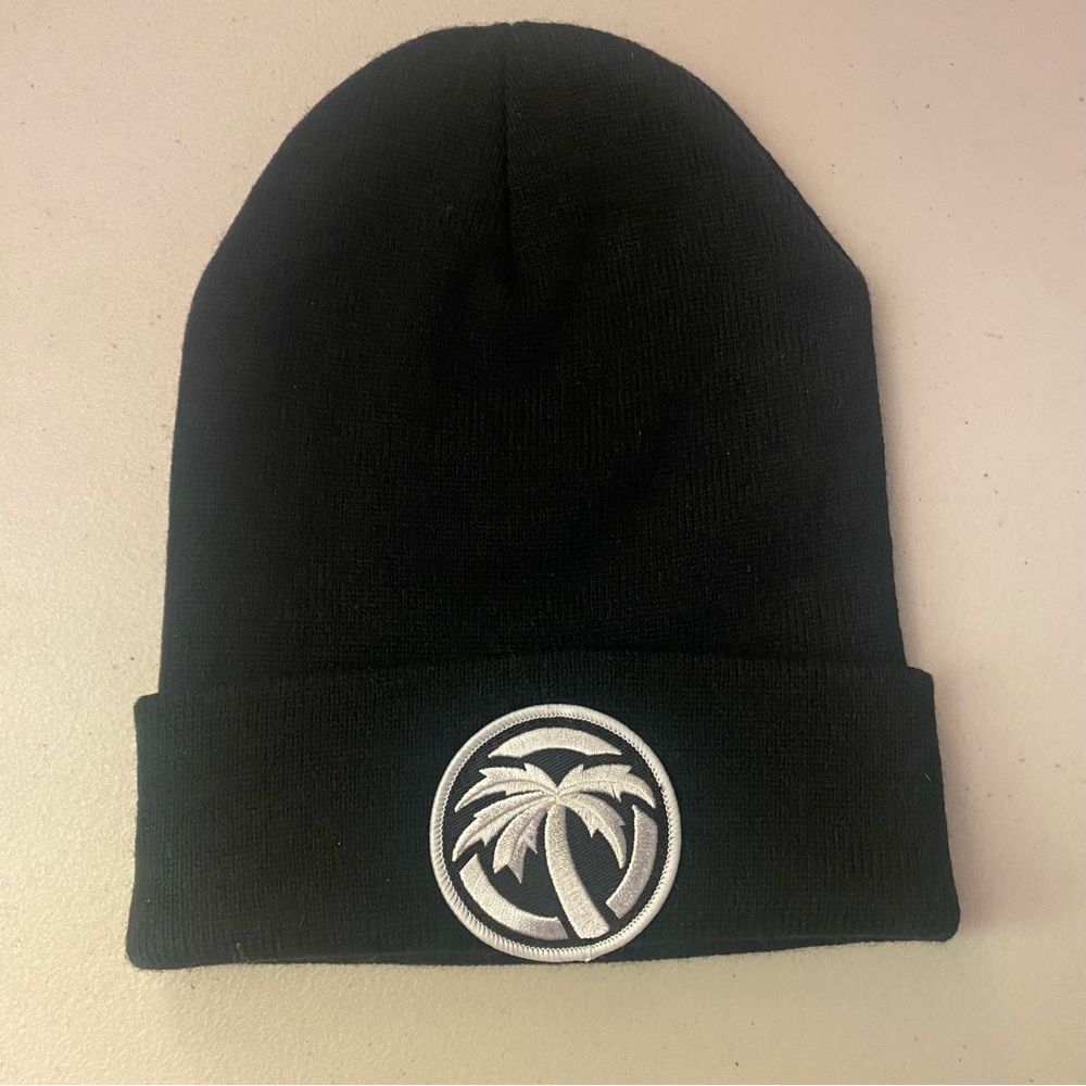 Black Beanie with Palm Tree Logo HUC OS